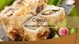  Presentation with cucumber cream - Slide set consisting of fish plant culture - bonito maki sushi - rolls background and a  colored foreground