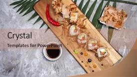  Presentation with cucumber cream - Cool new slide deck with fish plant culture - bonito maki sushi - rolls backdrop and a  colored foreground