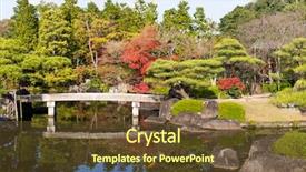  Presentation with beauty beautiful autumn in japanese - Theme having fish plant culture - japanese garden in autumn background and a tawny brown colored foreground