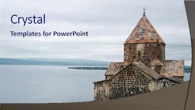 Presentation with church medieval - PPT layouts enhanced with fish plant culture - medieval church on sevan lake background and a  colored foreground