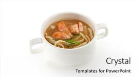  Presentation with soup - Amazing slide set having fish plant culture - soup bowl on white background backdrop and a white colored foreground