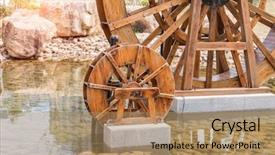  Presentation with centrifugal rotating equipment - Theme consisting of fish plant culture - waterwheel is rotating background and a coral colored foreground