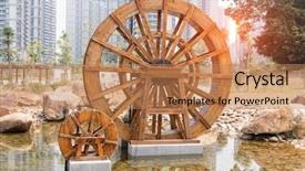  Presentation with culture - Beautiful PPT theme featuring fish plant culture - waterwheel is rotating backdrop and a coral colored foreground