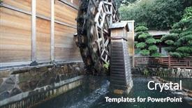  Presentation with culture - Amazing theme having fish plant culture - wooden waterwheel is rotating backdrop and a tawny brown colored foreground
