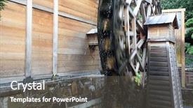  Presentation with wooden - Presentation enhanced with fish plant culture - wooden waterwheel is rotating background and a dark gray colored foreground