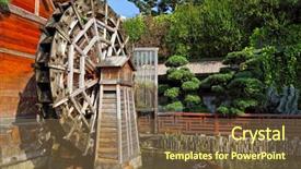  Presentation with vitamins on wooden herbal - Slide deck enhanced with fish plant culture - wooden waterwheel background and a tawny brown colored foreground