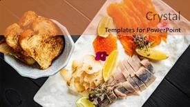  Presentation with caviar - Slide deck featuring fish-plate-with-lemon background and a gold colored foreground