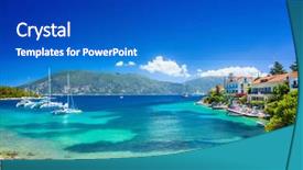  Presentation with ancient greece and rome - Slide deck enhanced with fish port - fiskardo village kefalonia island greece background and a cobalt blue colored foreground