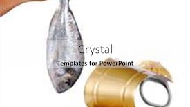  Presentation with aluminium - Amazing PPT theme having fish-preserve-aluminium-can-concept backdrop and a white colored foreground