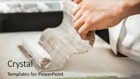  Presentation with fish food processing - Slides consisting of fish processing - close-up view of the chef background and a soft green colored foreground