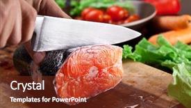  Presentation with fish processing - PPT theme having fish processing - fresh salmon cooking process background and a tawny brown colored foreground