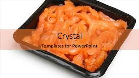  Presentation with fish processing - PPT layouts having fish processing - pack of smoked salmon bits background and a gold colored foreground