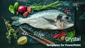  Presentation with spices - Presentation consisting of fish restaurant - fresh gilt-head bream or dorada background and a tawny brown colored foreground