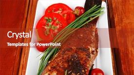  Presentation with healthy food and tea - Audience pleasing presentation theme consisting of fish restaurant - healthy food savory on wood backdrop and a  colored foreground