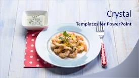  Presentation with shrimp fish - Slide deck enhanced with fish restaurant - shrimp marinated with mint background and a  colored foreground