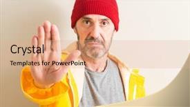  Presentation with fisherman - Amazing slides having fish security - senior fisherman with open hand backdrop and a  colored foreground