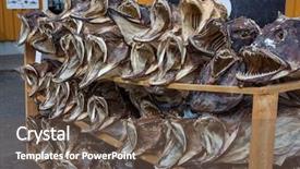  Presentation with norway - Presentation design consisting of fish-shop-reine-lofoten-norway background and a tawny brown colored foreground