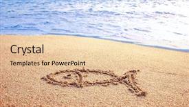  Presentation with fish beach - Beautiful presentation design featuring fish sign drawn backdrop and a lemonade colored foreground