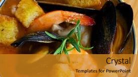  Presentation with soup - Beautiful theme featuring fish soup - traditional asian fish backdrop and a gold colored foreground