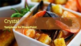  Presentation with shrimp fish - Theme enhanced with fish soup - traditional mediterranean fish background and a tawny brown colored foreground