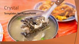  Presentation with food fish - PPT theme with fish-soup-bowl background and a coral colored foreground