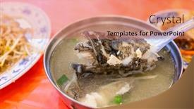  Presentation with food fish - PPT layouts with fish-soup-bowl background and a coral colored foreground