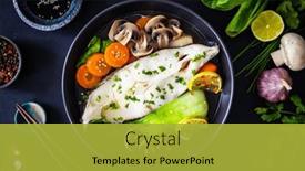  Presentation with soup - PPT theme having fish-soup-on-wooden-table background and a yellow colored foreground