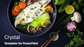  Presentation with soup - Theme with fish-soup-on-wooden-table background and a wine colored foreground