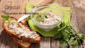  Presentation with spread - Amazing slides having fish spread and bread backdrop and a coral colored foreground