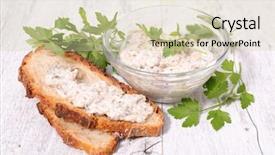  Presentation with spread - Amazing theme having fish-spread-and-bread backdrop and a soft green colored foreground