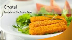  Presentation with vegetables - Slide deck with fish sticks with fresh vegetables background and a soft green colored foreground