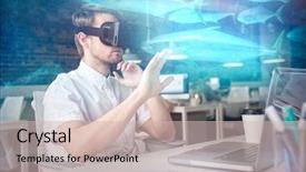  Presentation with executive - Presentation theme featuring underwater communication - fish swimming in a tank background and a soft green colored foreground