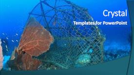  Presentation with fish net - Audience pleasing PPT theme consisting of fish trap net or cage backdrop and a cobalt blue colored foreground
