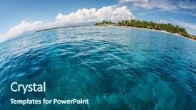  Presentation with calm sea - PPT layouts having eye lenses - tropical island and calm turquoise background and a ocean colored foreground
