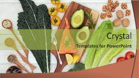  Presentation with minerals nutrition - Presentation design consisting of fish vegetables seeds pollen background and a yellow colored foreground