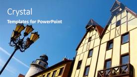  Presentation with russia city - PPT theme with fish-village-in-kaliningrad-city background and a teal colored foreground