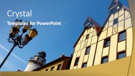  Presentation with russia city - Slide set consisting of fish-village-in-kaliningrad-city background and a teal colored foreground