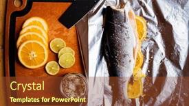  Presentation with citrus - PPT layouts having fish-with-citrus-fruits-preparing background and a tawny brown colored foreground
