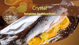  Presentation with citrus - PPT theme featuring fish-with-citrus-fruits-preparing background and a tawny brown colored foreground