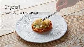  Presentation with mayonnaise - Slide deck with fish with mayonnaise and parsley on crunchy tortilla background and a sky blue colored foreground