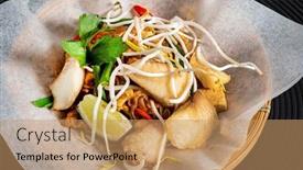  Presentation with noodle - Theme featuring fish-with-noodle-and-lime background and a coral colored foreground