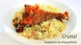  Presentation with cardamom - Colorful presentation design enhanced with fishbone - plate of traditional gulf arab backdrop and a yellow colored foreground