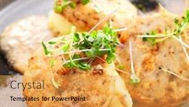  Presentation with food fish - Cool new theme with fishcakes-with-garden-cress-closeup backdrop and a yellow colored foreground