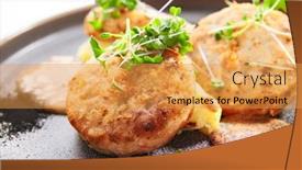  Presentation with food fish - Colorful slide set enhanced with fishcakes-with-garden-cress-closeup backdrop and a yellow colored foreground