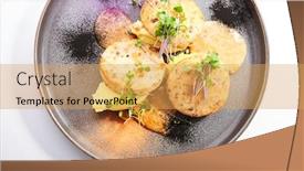  Presentation with food fish - Slides with fishcakes-with-garden-cress-top background and a yellow colored foreground