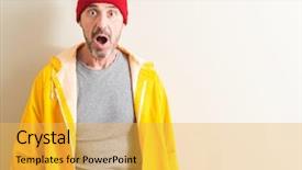  Presentation with fisher - Beautiful presentation theme featuring fisher - senior fisherman scared in shock backdrop and a yellow colored foreground