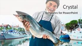  Presentation with atlantic - Audience pleasing PPT theme consisting of fisher holding a big atlantic backdrop and a lemonade colored foreground