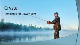  Presentation with spinning - Beautiful presentation design featuring fisher man fishing with spinning backdrop and a light blue colored foreground