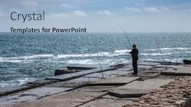  Presentation with black sea - Cool new presentation theme with fisherman-black-sea-odessa-pier backdrop and a light blue colored foreground