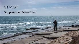  Presentation with black sea - PPT theme featuring fisherman-black-sea-odessa-pier background and a light blue colored foreground